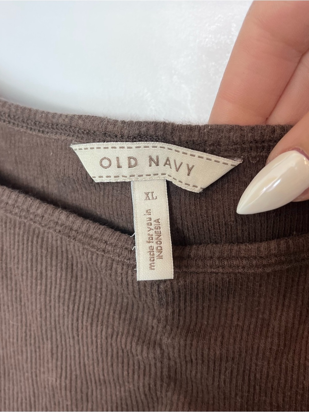 Y2K Old Navy Brown Casual Ribbed Tank Top Sleeveless XL Cotton Cami - Picture 4 of 8